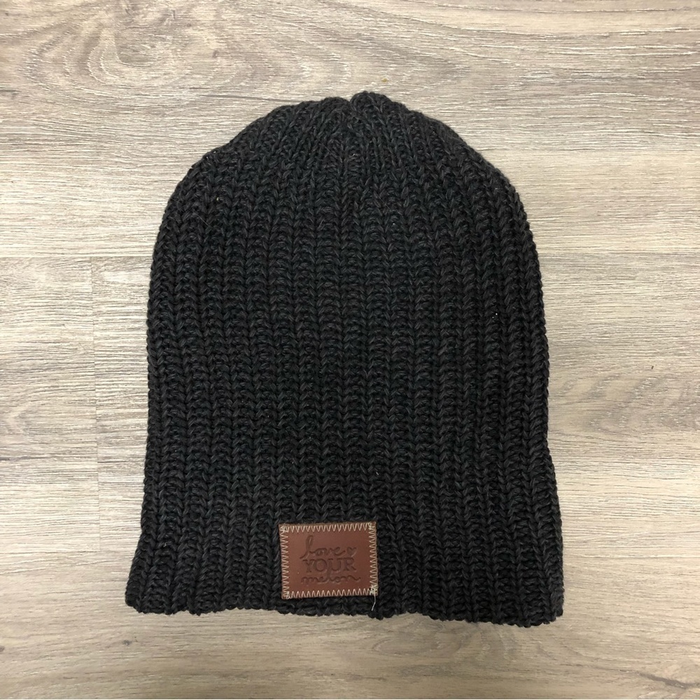 Love Your Melon Gray Chunky Hand Knit Beanie Hat 100% Cotton Made in USA 🇺🇸